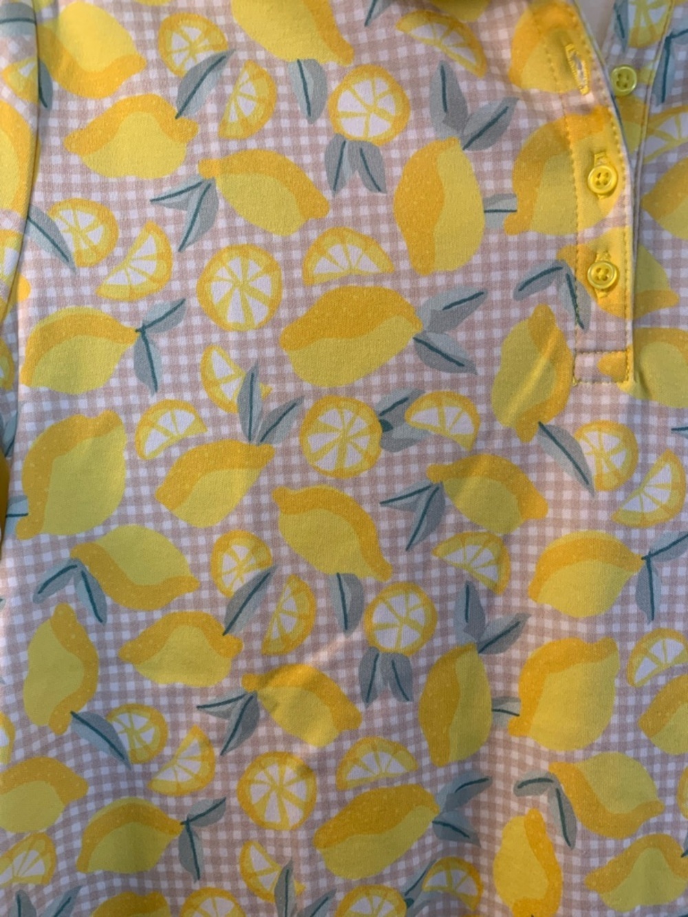 Lands' End Womens Short Sleeve Supima Polo Bright Sun Yellow Lemon Check Medium - Picture 4 of 7
